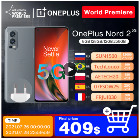 Купить смартфон OnePlus Nord 2 5G на АлиЭкспресс